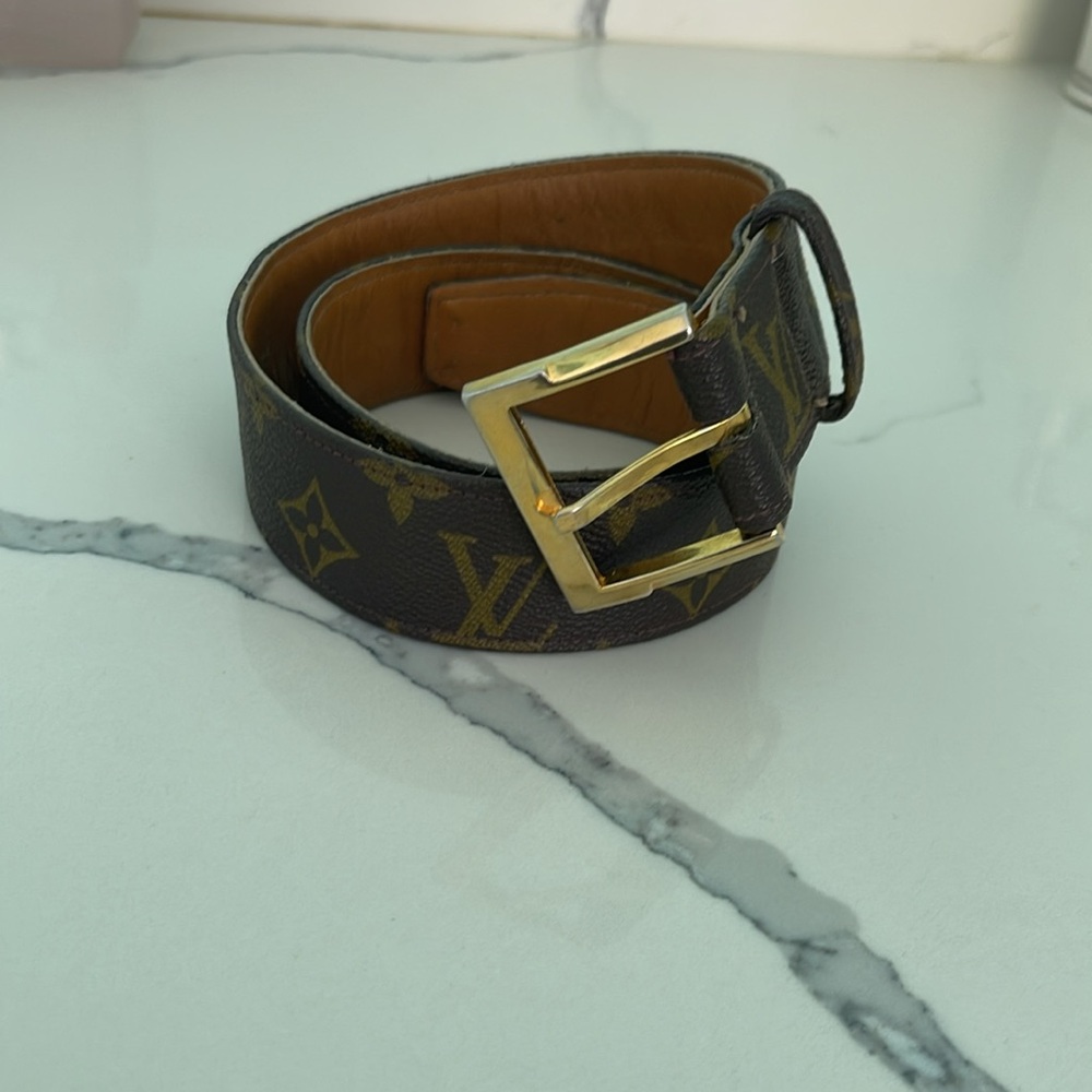 Louis Vuitton Vintage Brown and Gold Monogram Belt